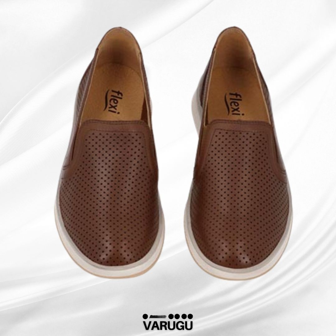 Flats Flexi 100% de piel café oscuro mujer