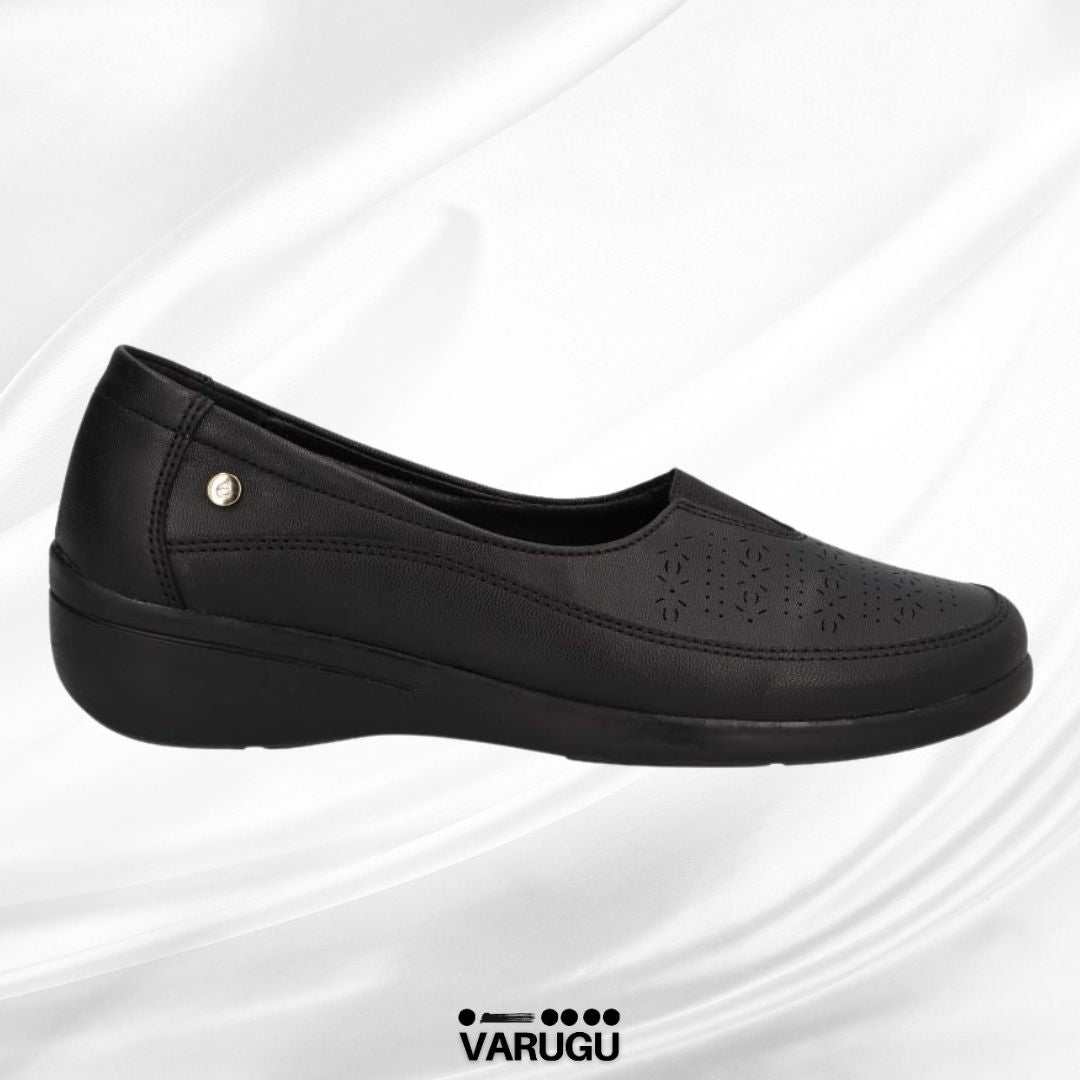 Zapatos de piso negros casuales de mujer