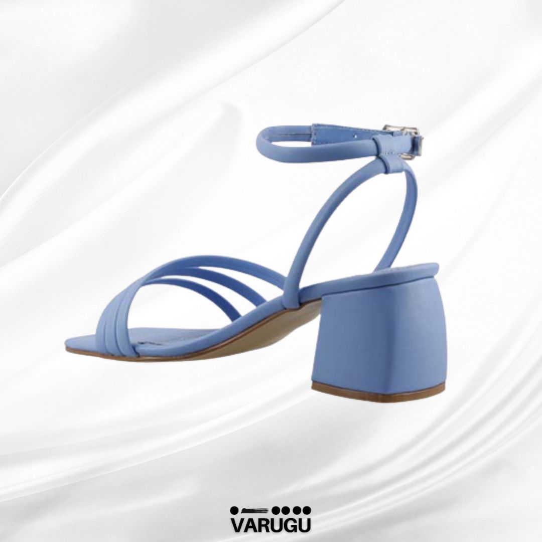 Zapatillas azules cielo de tacón con cinto