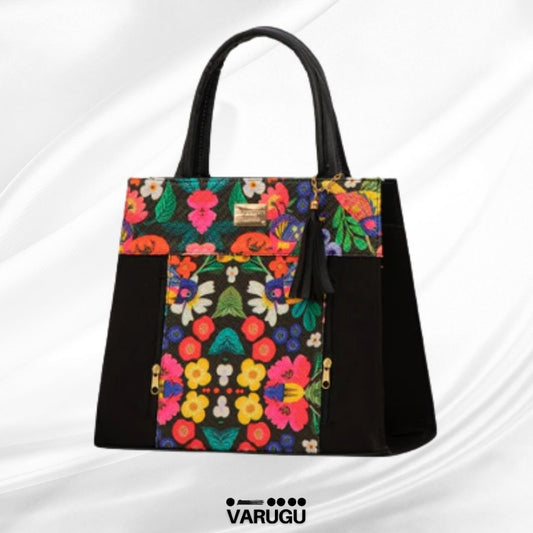 Bolsa grande con diseño y costados tipo piel - Variedad de colores
