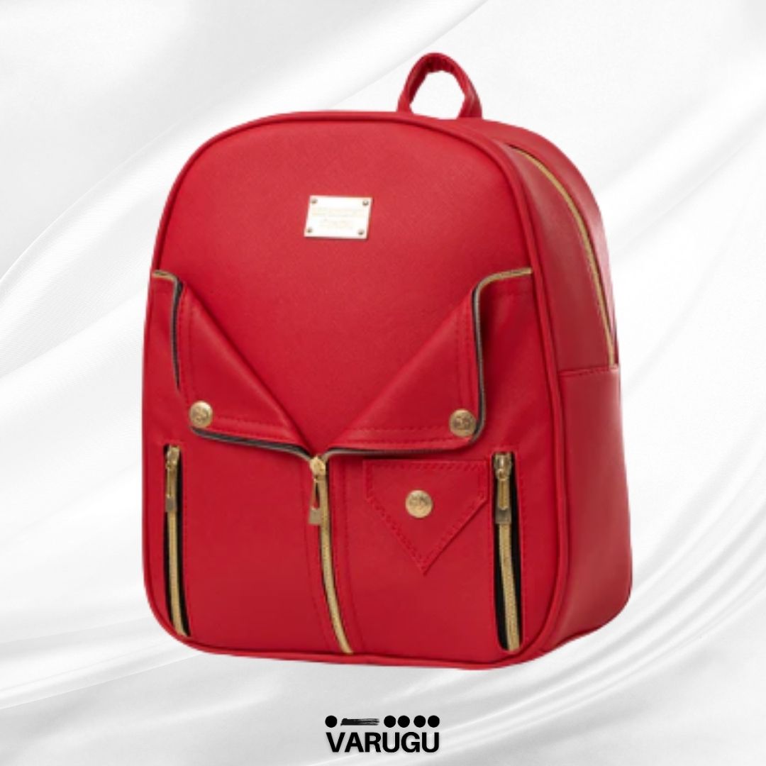 Mochila estilo chaqueta de piel con cierres - Variedad de colores