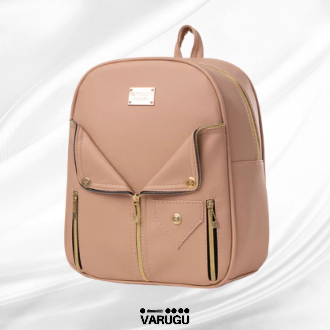 Mochila estilo chaqueta de piel con cierres - Variedad de colores
