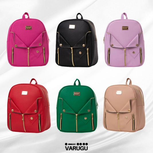 Mochila estilo chaqueta de piel con cierres - Variedad de colores