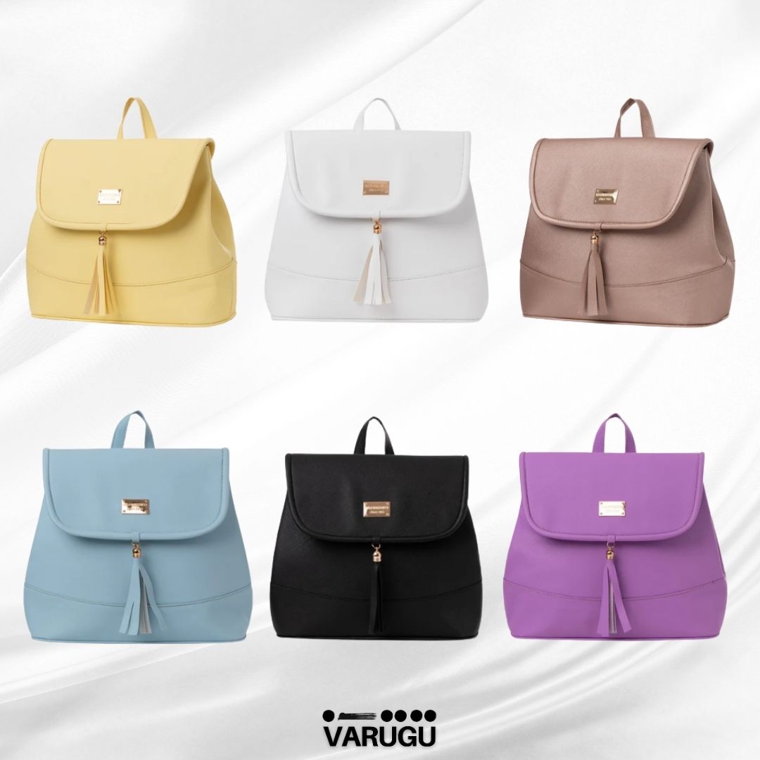 Mochila amplia con listones colgantes - Variedad de colores