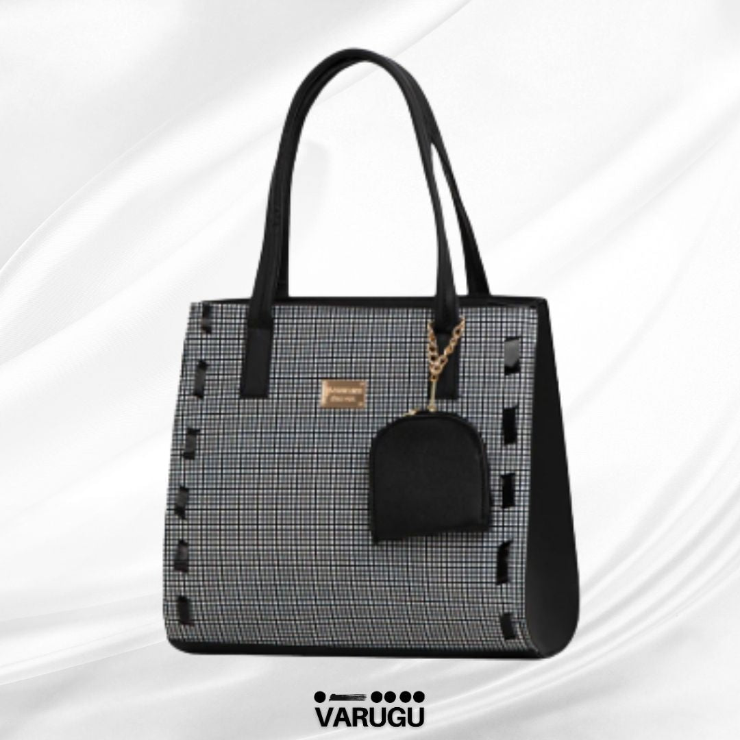 Bolsa amplia cuadrada con cartera - Negra
