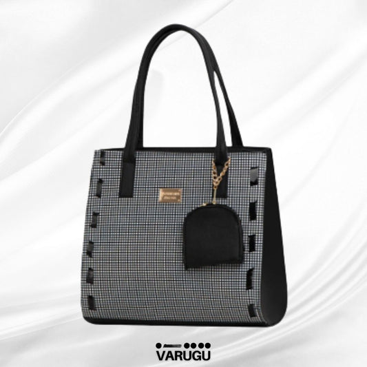 Bolsa amplia cuadrada con cartera - Negra