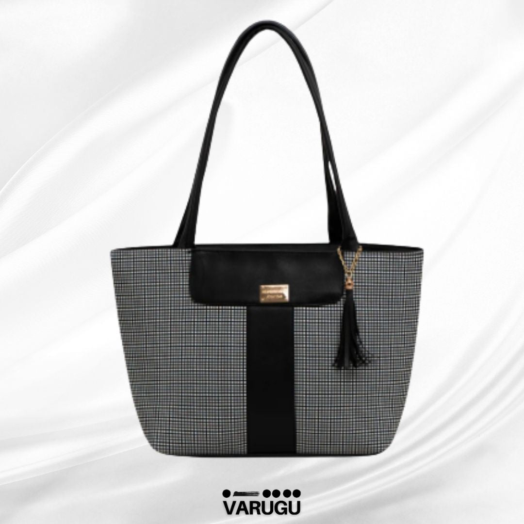 Bolsa amplia cuadrada con linea en medio - Negra