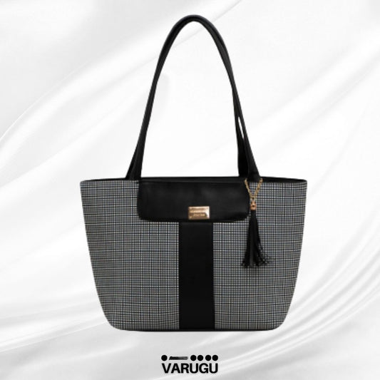 Bolsa amplia cuadrada con linea en medio - Negra