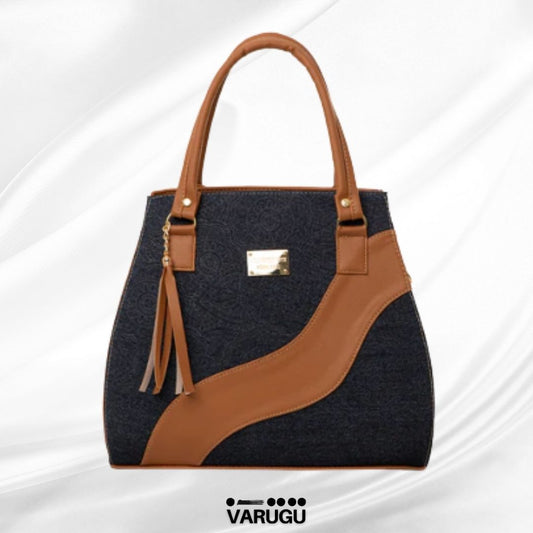 Bolsa de mezclilla con detalle marrón - Detalle textil