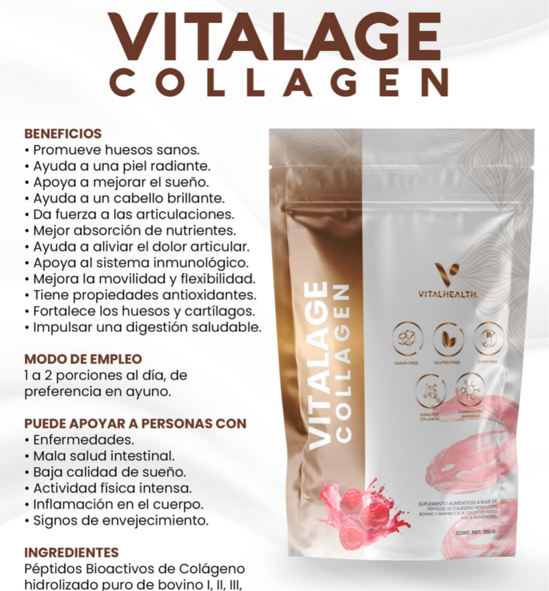 COLÁGENO| Vitalage Collage - Salud en piel, cabello y huesos, Movilidad y flexibilidad
