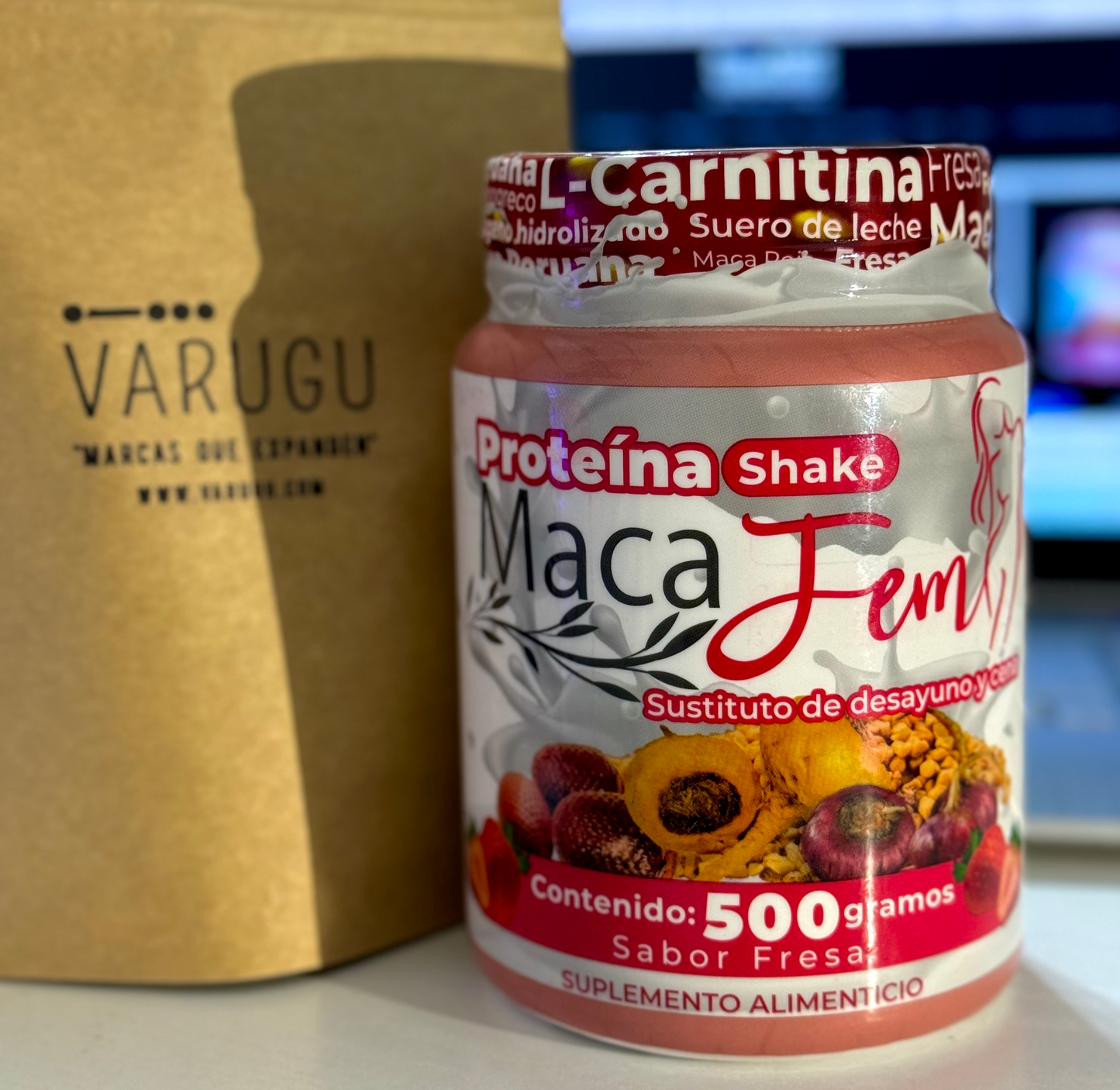 Proteína MacaFem - Moldea busto, glúteos y masa muscular - Fresa y Chocolate