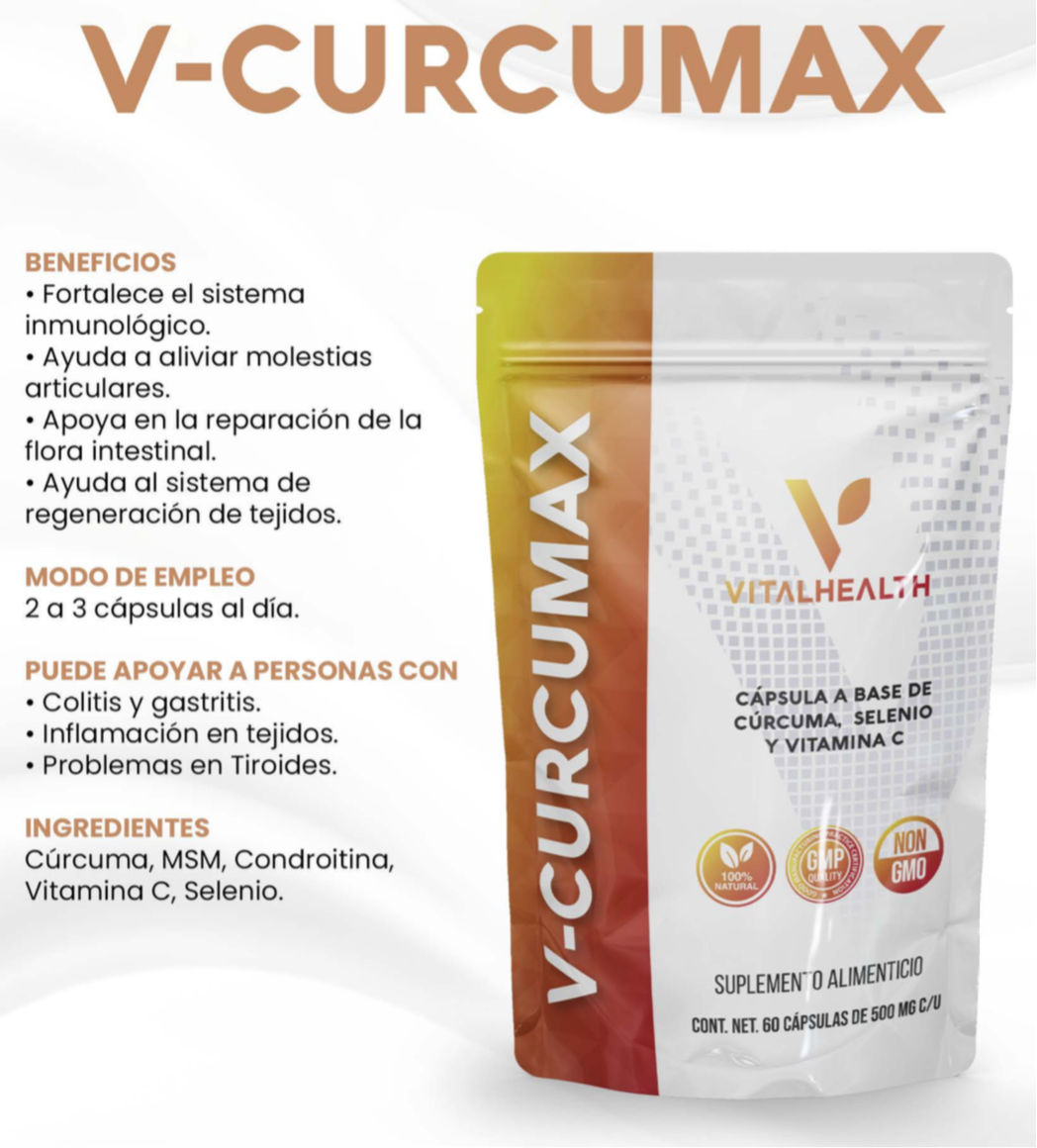 Cúrcuma V-CURCUMAX | Antioxidante y antiinflamatorio, apoya sistema inmune y neuronal