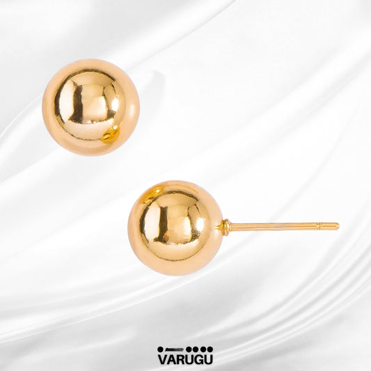 Aretes baño de oro de bolita