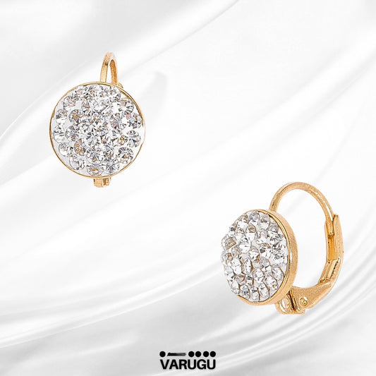 Aretes baño de oro con cristales brillantes