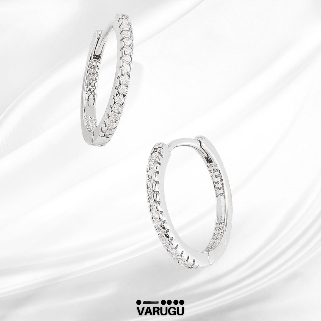 Aretes plata argolla con piedras Diamonice