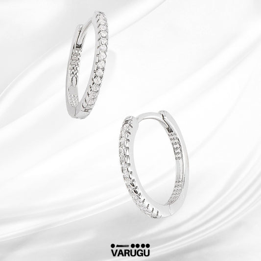 Aretes plata argolla con piedras Diamonice