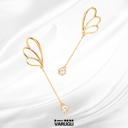 Aretes largos mariposa baño de oro