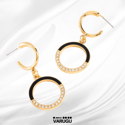 Aretes con negro y cristales brillantes