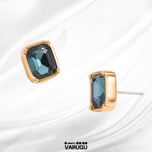 Aretes verdes con piedra tono aqua