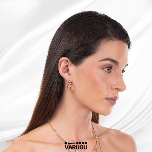 Aretes arracadas baño de oro con Diamonice