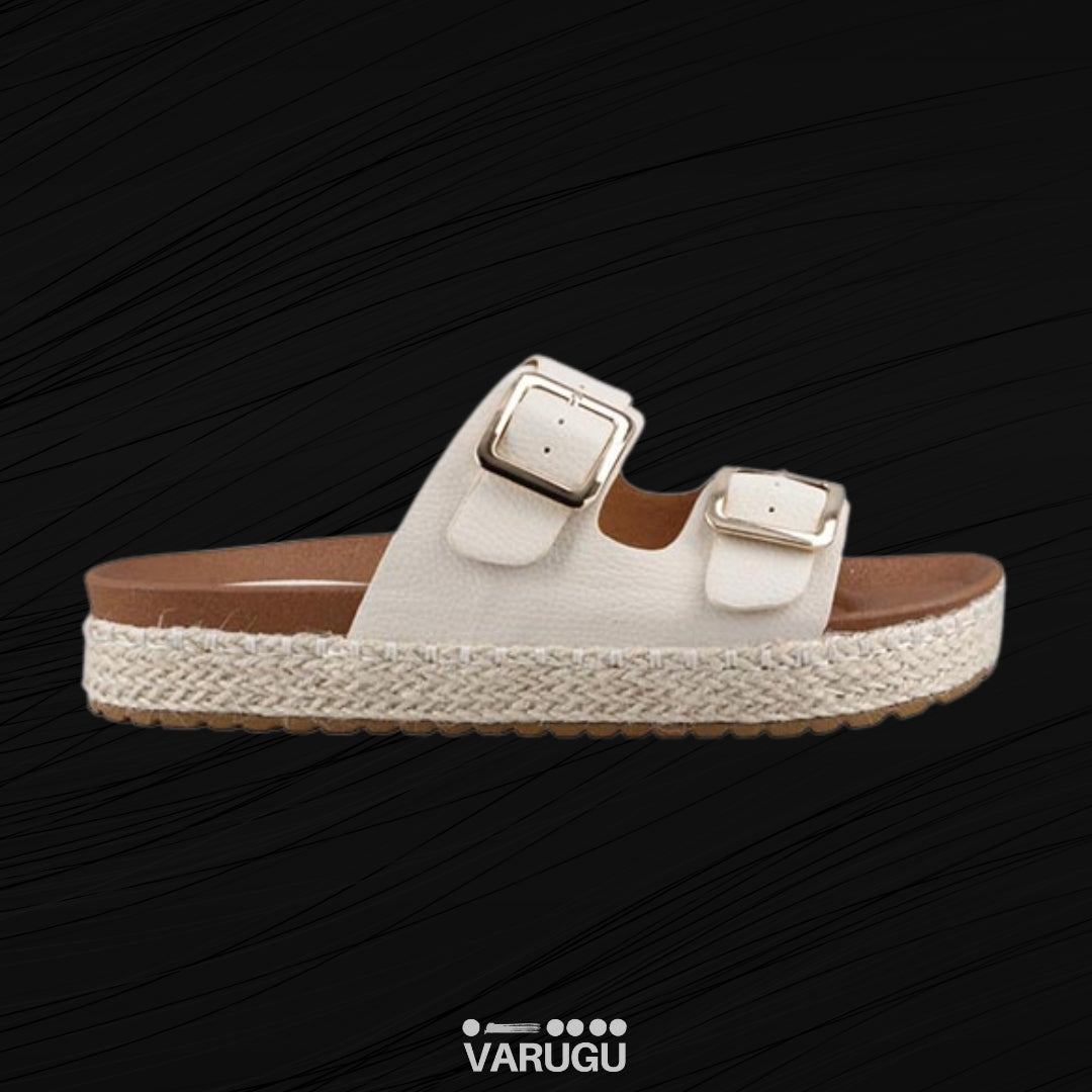 Sandalias con doble hebilla y tejido a los costados