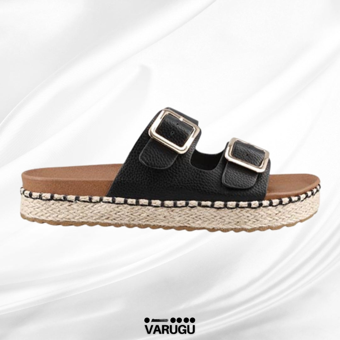 Sandalias color negro con doble hebilla