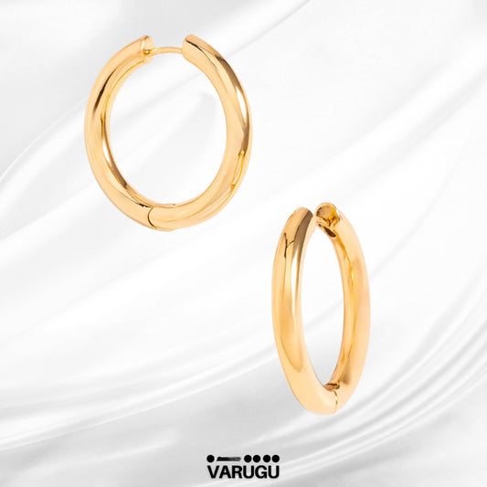 Aretes arracadas lisas baño de oro