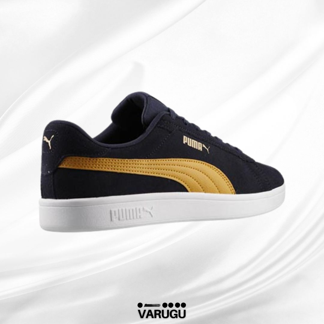 Tenis Puma azul con franja mostaza hombre