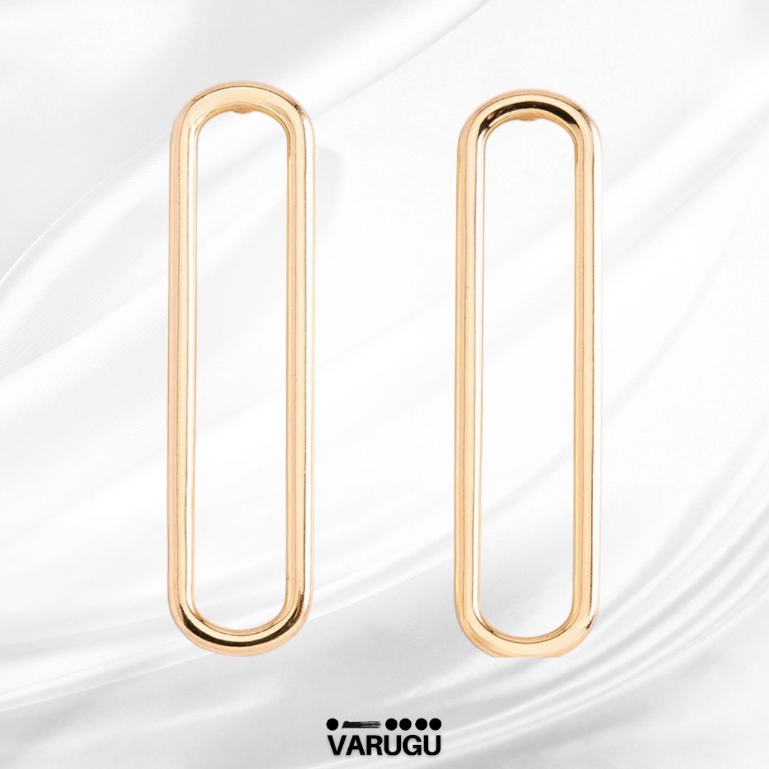 Aretes diseño rectangular en baño de oro