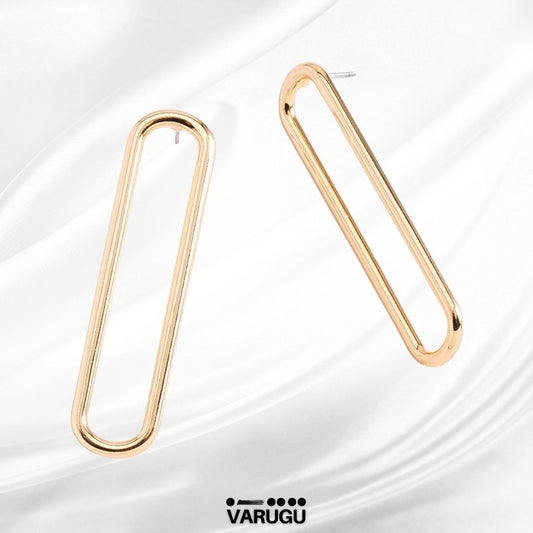 Aretes diseño rectangular en baño de oro