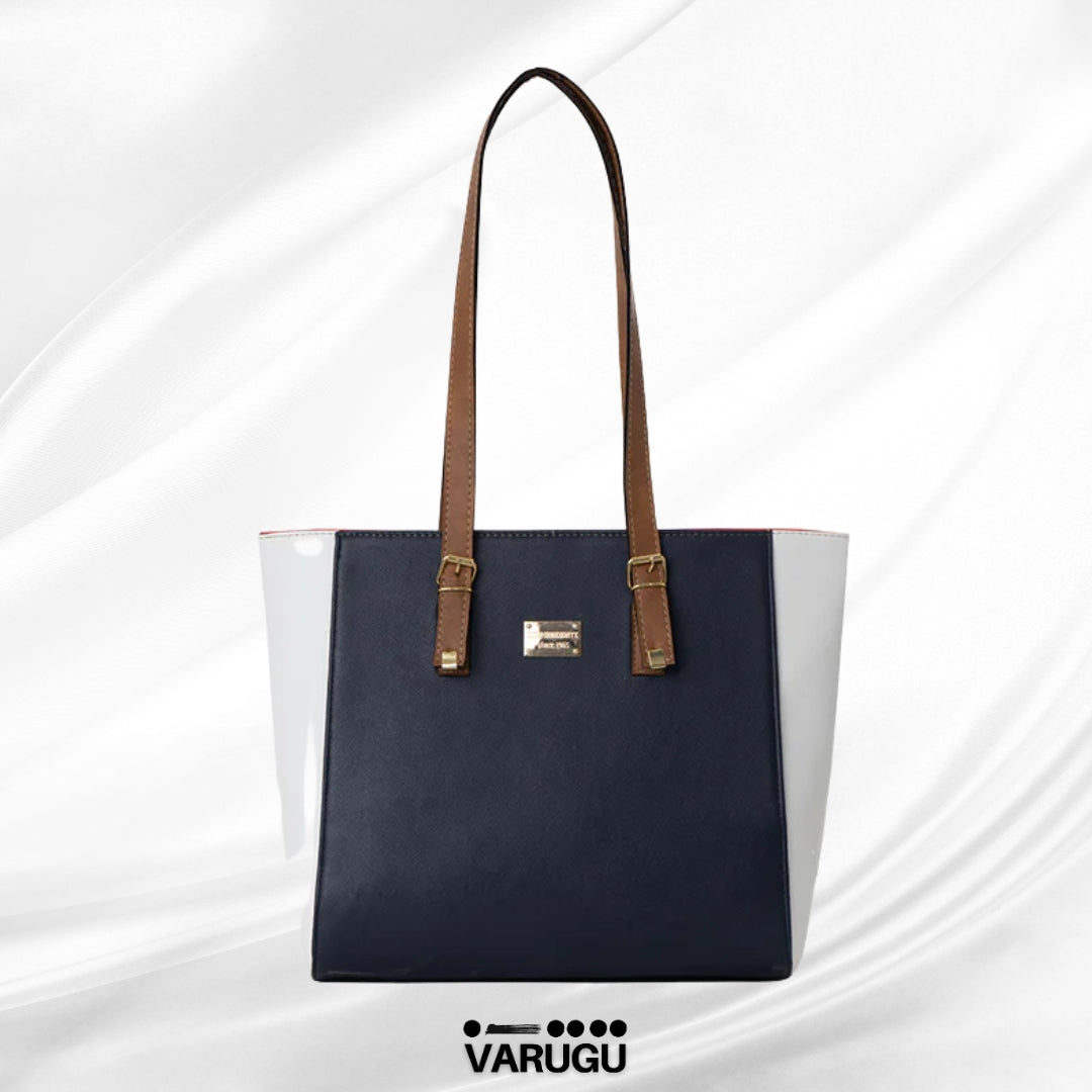 Bolsa grande azul marino con blanco