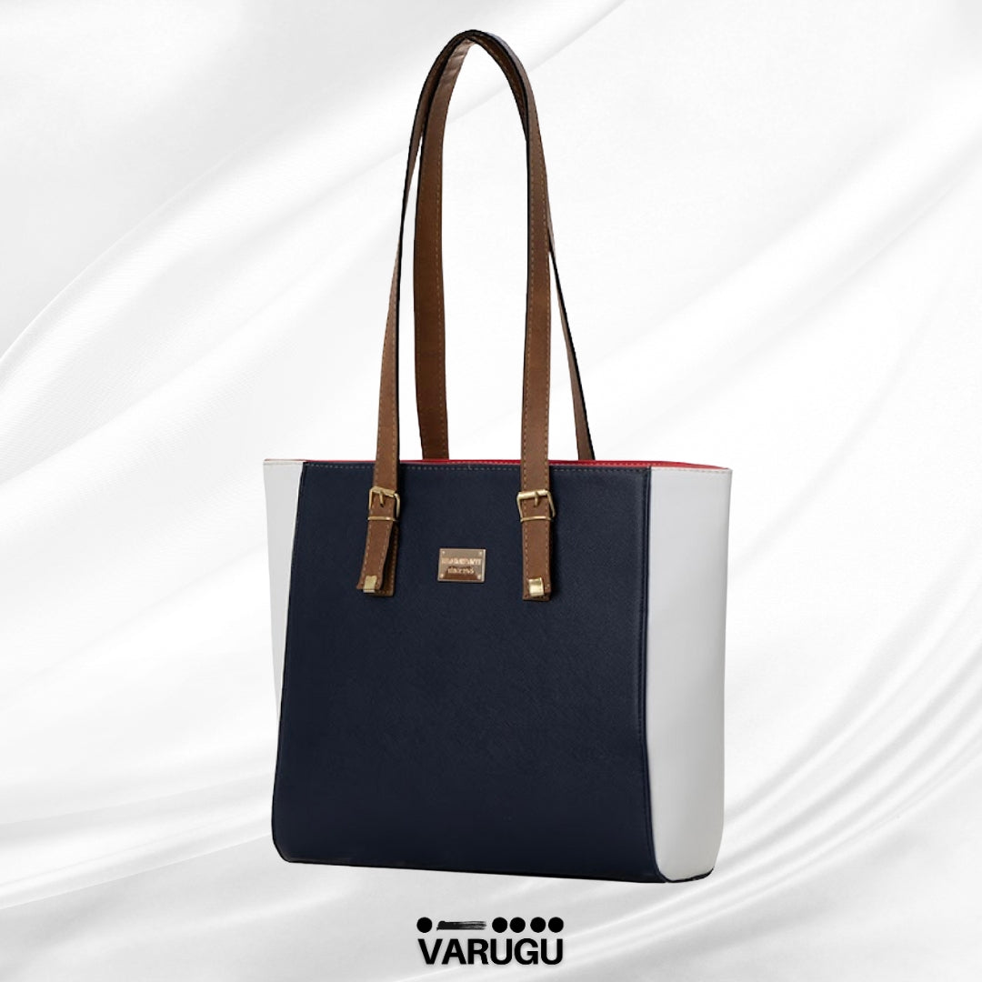 Bolsa grande azul marino con blanco