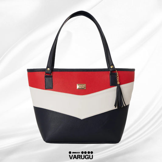Bolsa grande roja con blanco y negro
