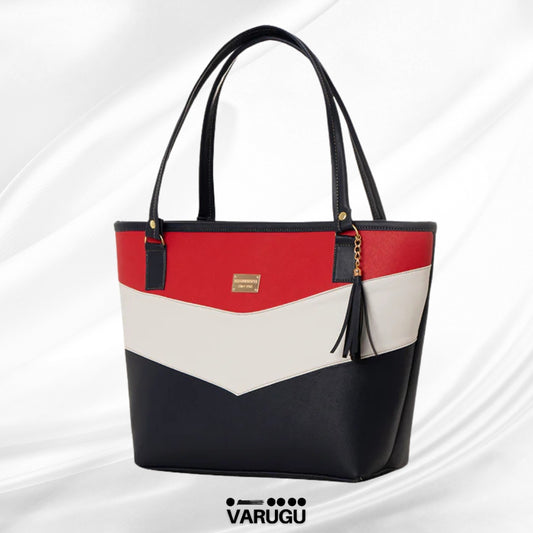 Bolsa grande roja con blanco y negro