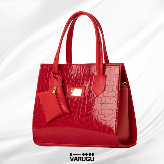 Bolsa roja con monedero tipo charol