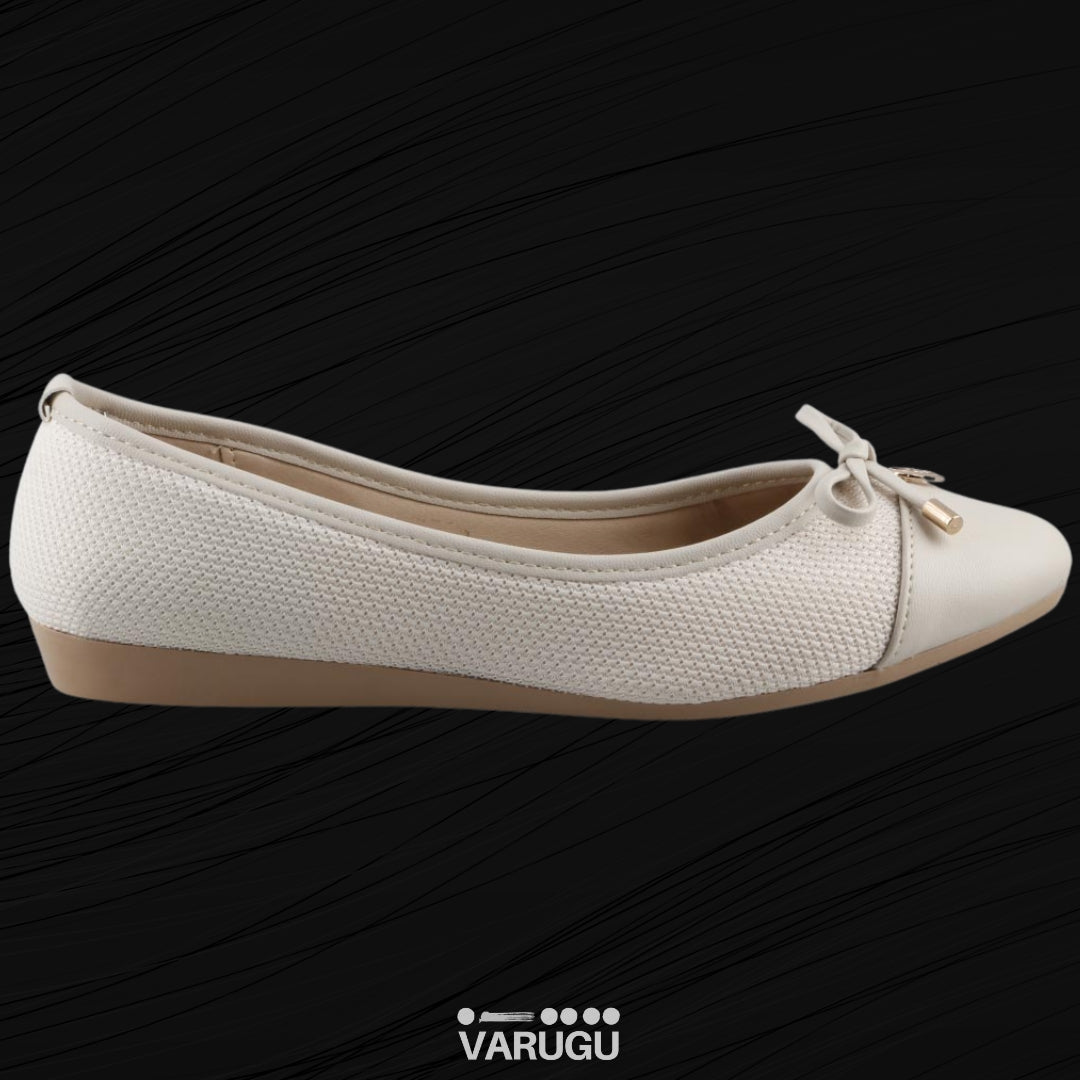 Flats casuales con textura y detalle de moño