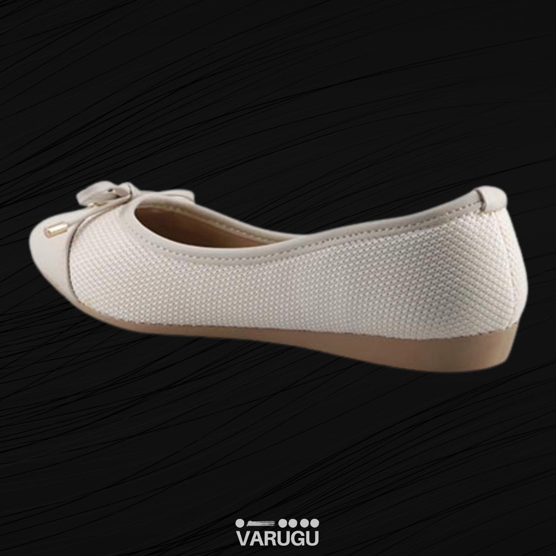 Flats casuales con textura y detalle de moño