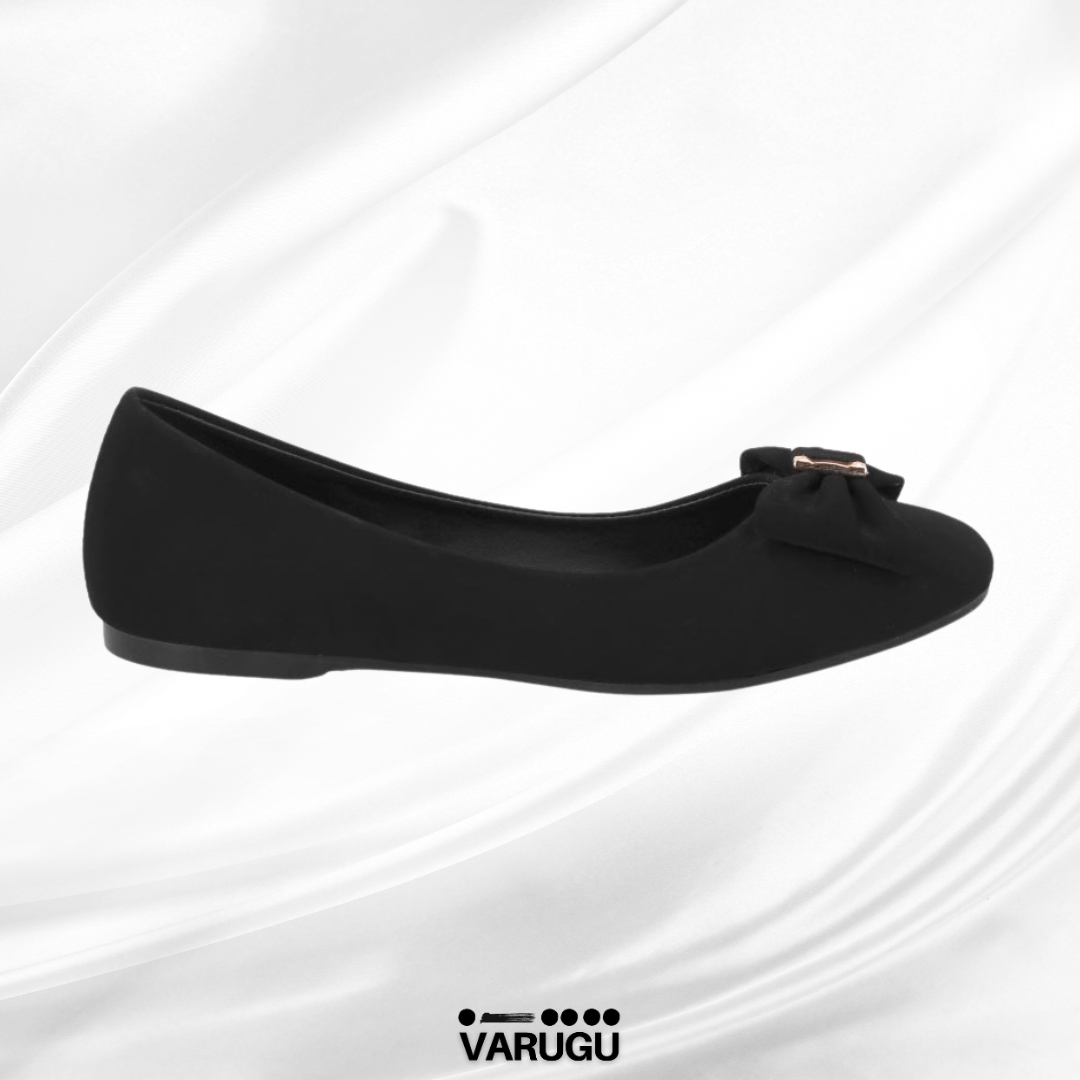 Balerinas color negro con moño y detalles brillantes