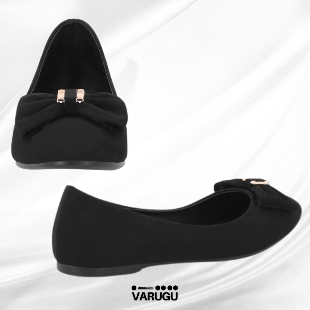 Balerinas color negro con moño y detalles brillantes