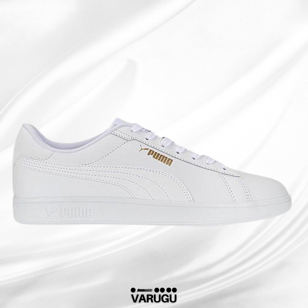 Tenis PUMA mujer color blanco y letra dorada