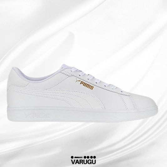 Tenis PUMA mujer color blanco y letra dorada