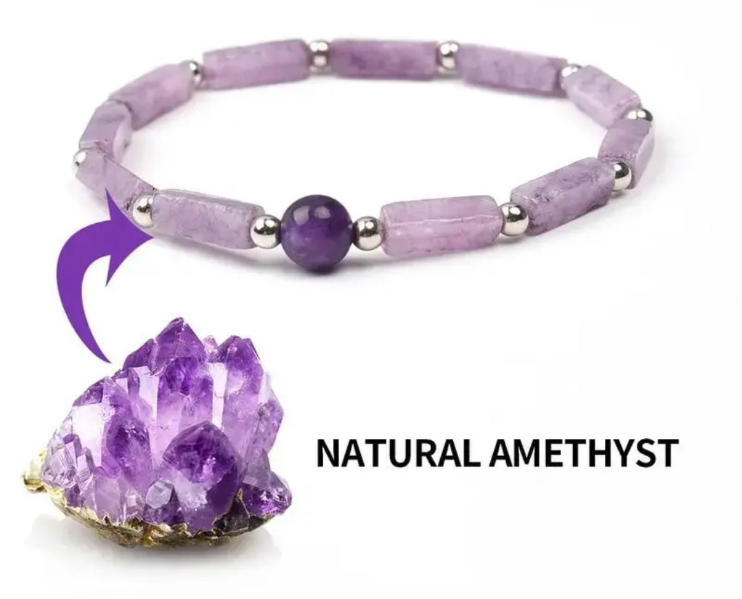 Pulsera morada AMATISTA para aura positiva y contra energía negativa