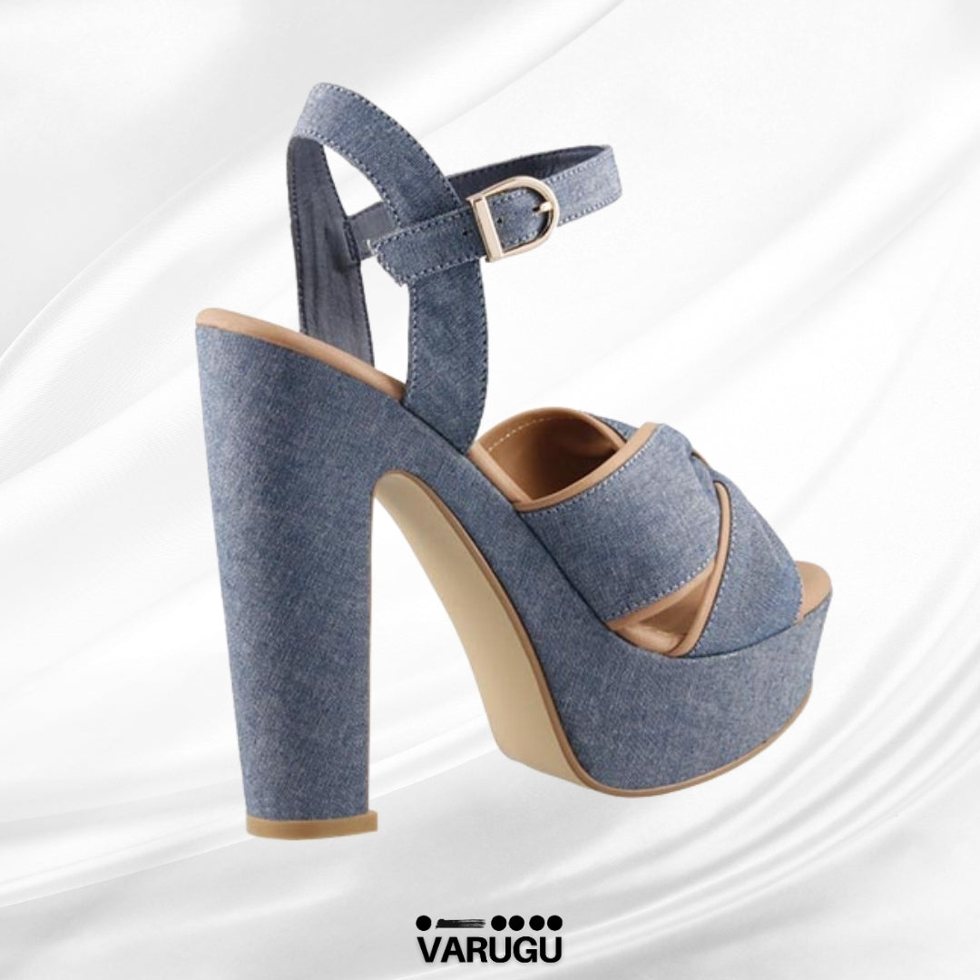 Zapatillas azul mezclilla con café altas