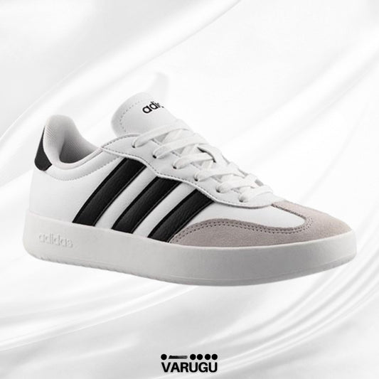 Tenis Adidas blancos con gris y franjas hombres