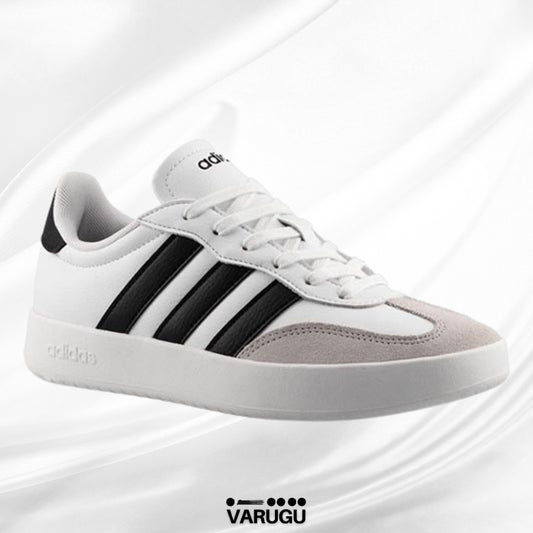 Tenis Adidas blancos con franja negra y gris mujer