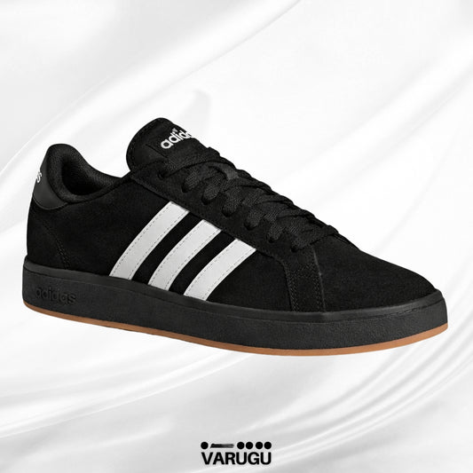 Tenis Adidas negros con franja blanca hombres