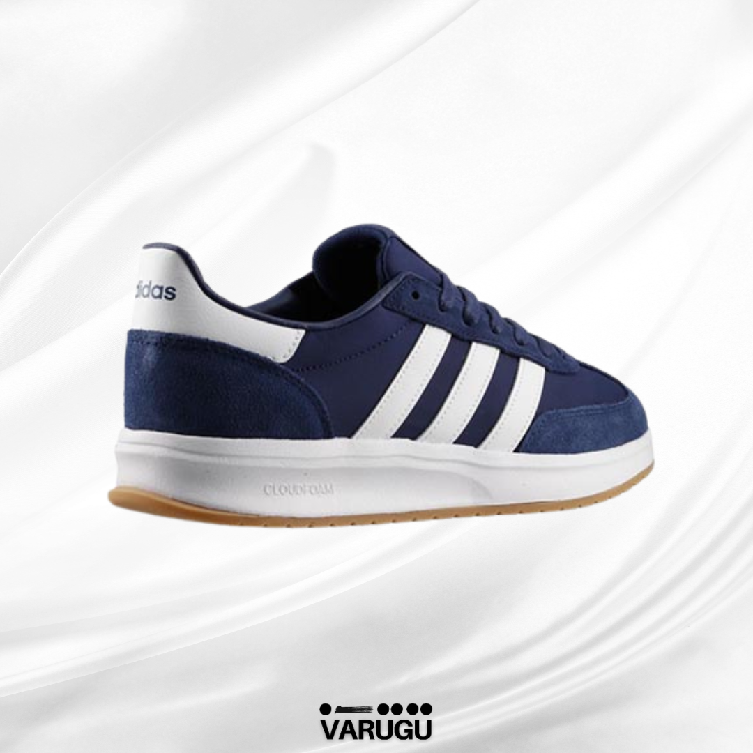 Tenis adidas azul con franjas blancas casuales hombre