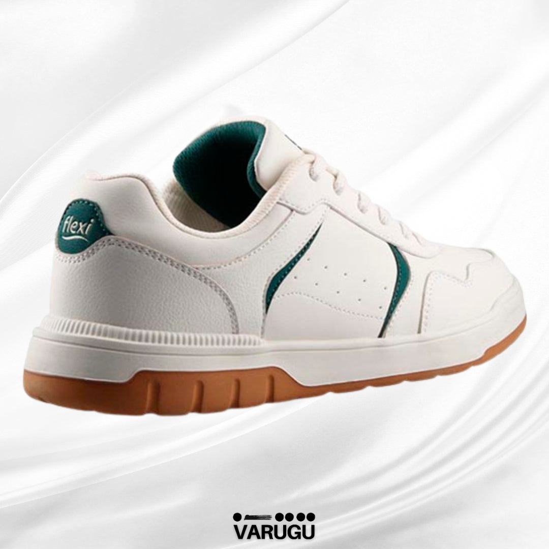 Tenis FLEXI beige con franja verde hombres
