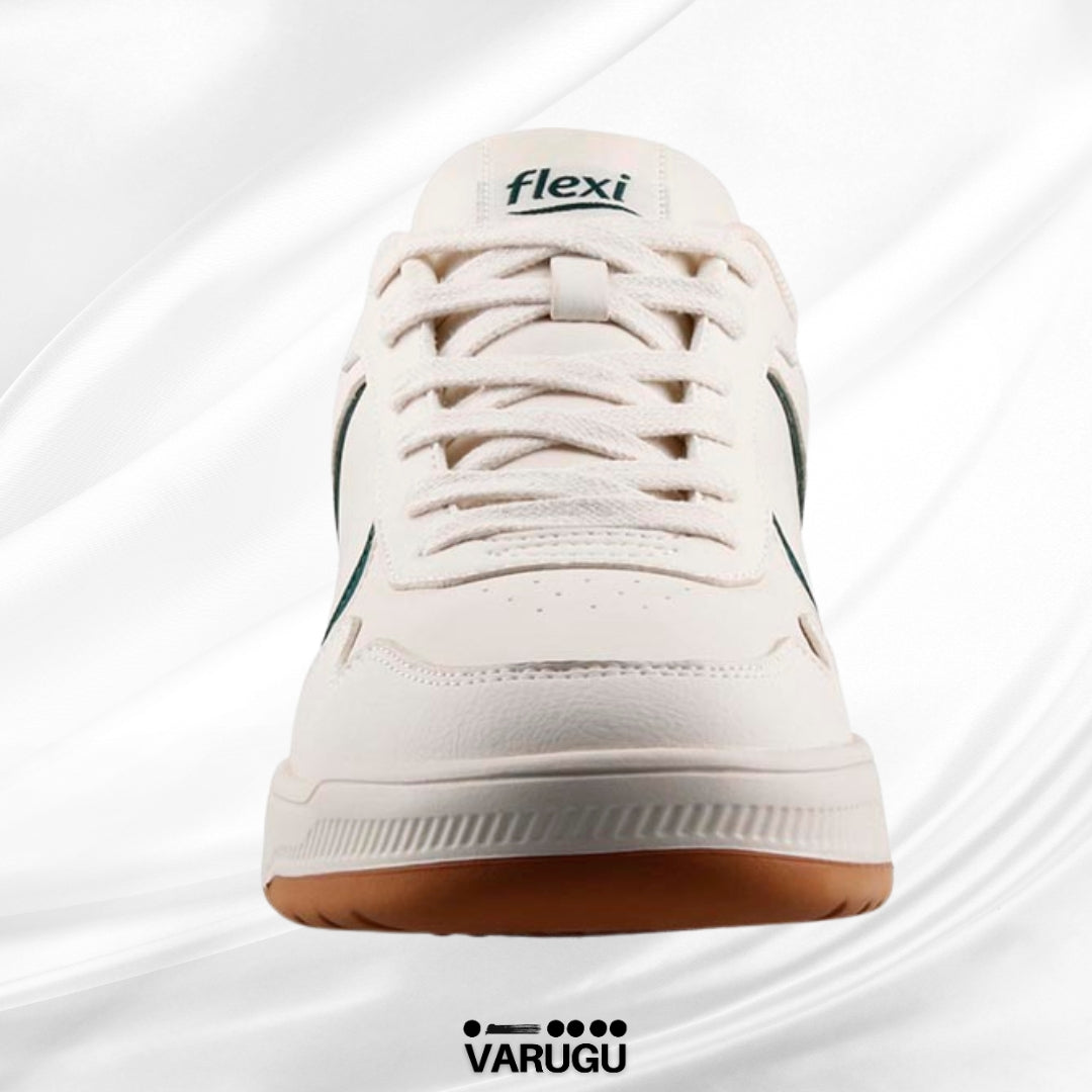 Tenis FLEXI beige con franja verde hombres