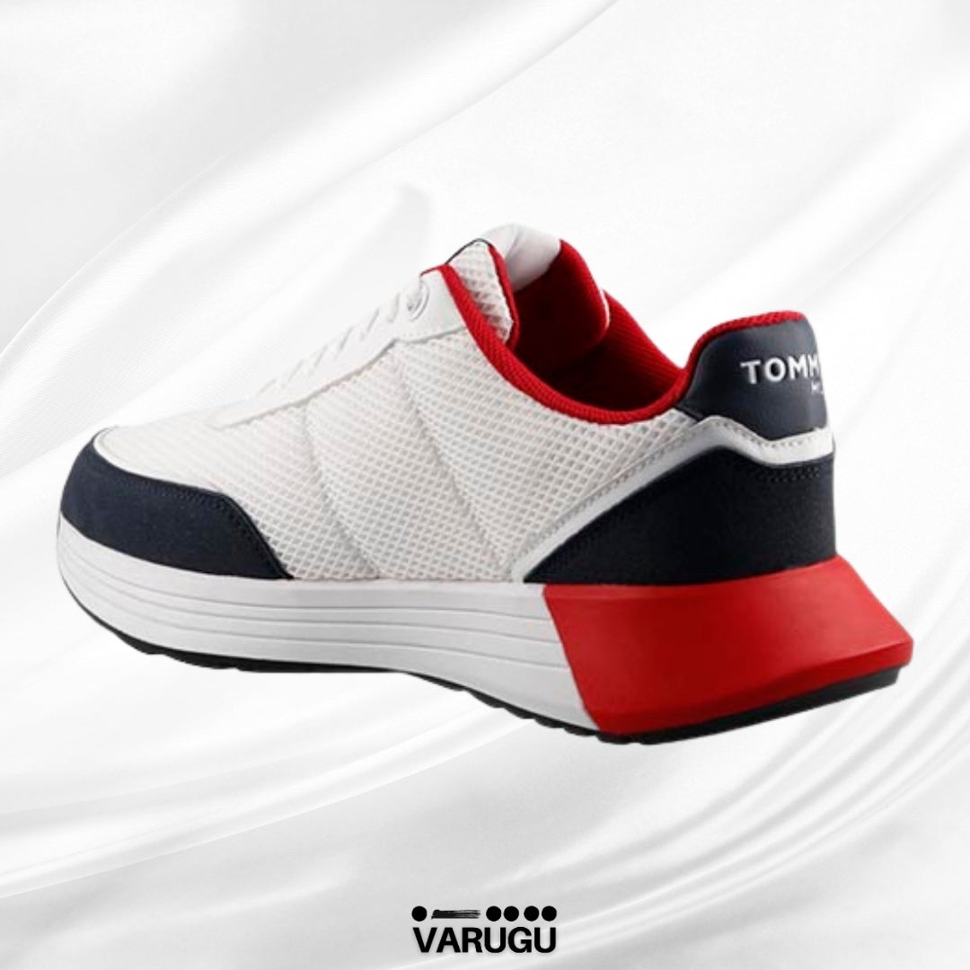 Tenis Tommy Hill blancos con rojo y azul hombres